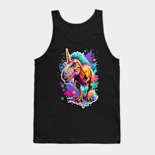 colorful scary t-rex unicorn Tank Top